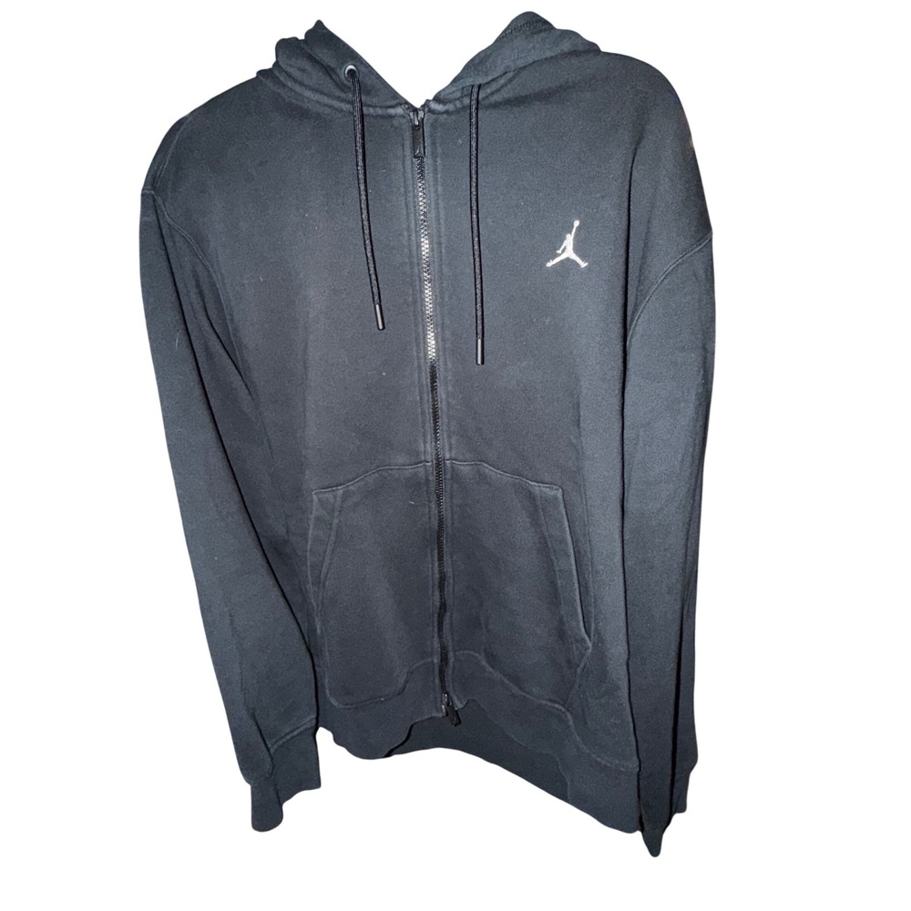 Jordan Full Zip Hoodie Mens Medium Black Excellent Embroidered‎ Jumpman Fleece
